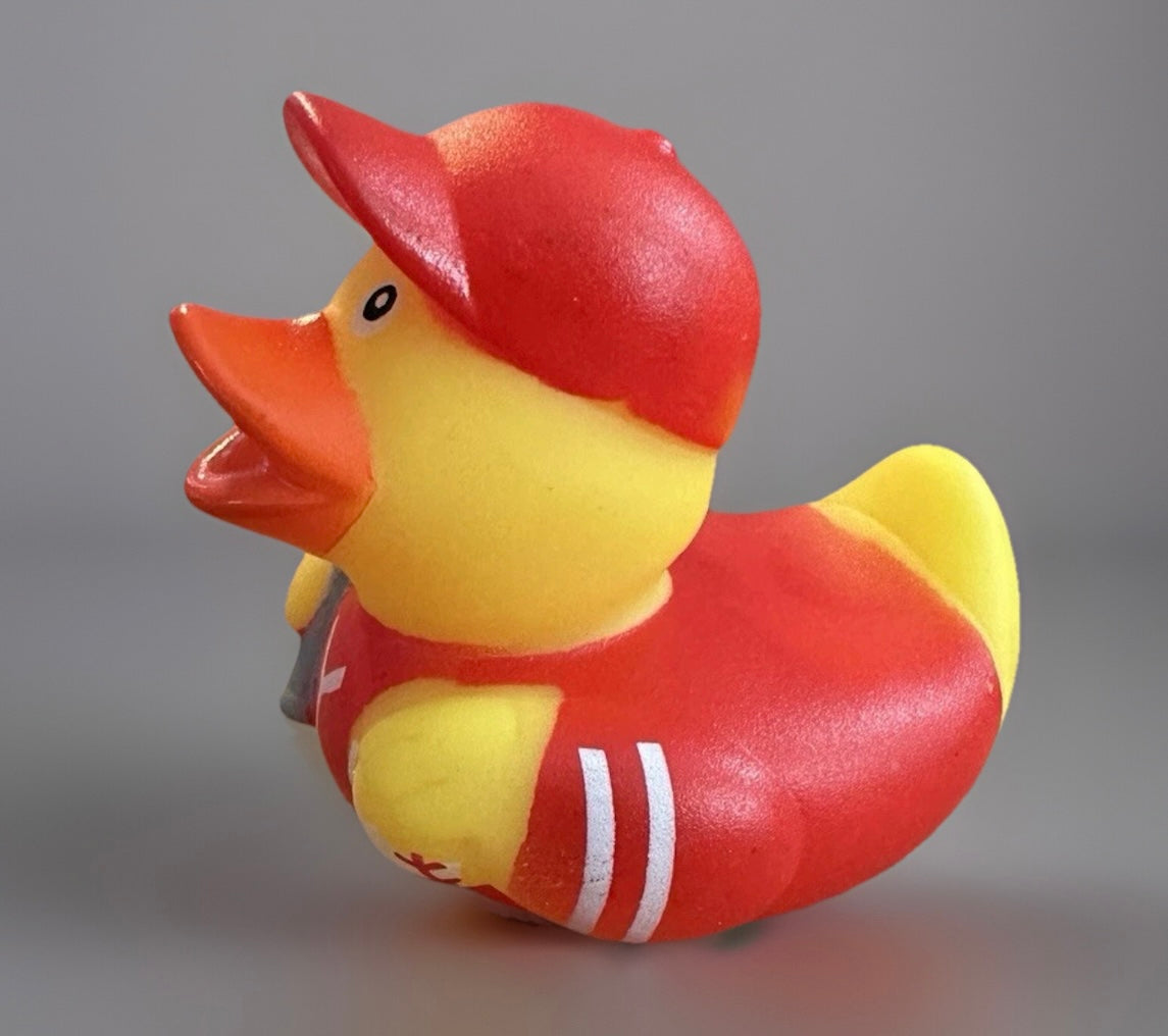 Red Baseball Rubber Duck 2”