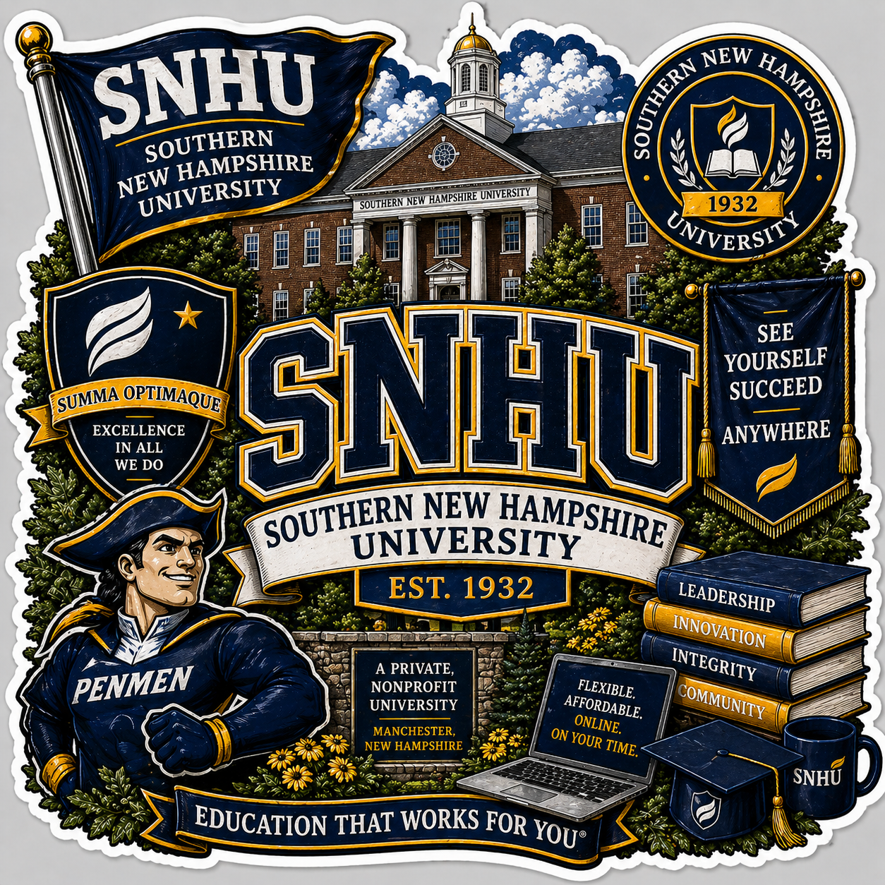 SNHU Die-Cut Waterproof Vinyl Sticker by Reed’s Rubber Ducks