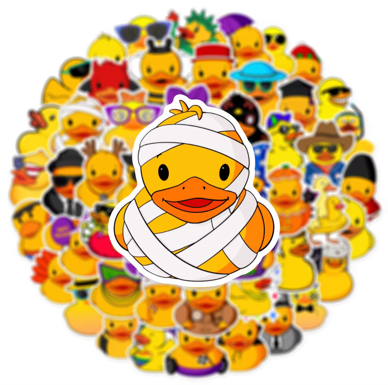 50 Pcs Rubber Duck Stickers