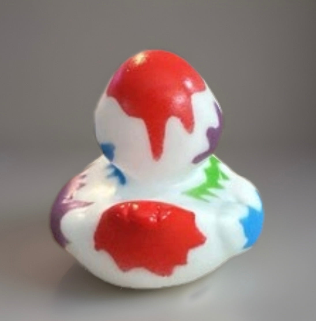 White Paint Splatter Rubber Duck 2”