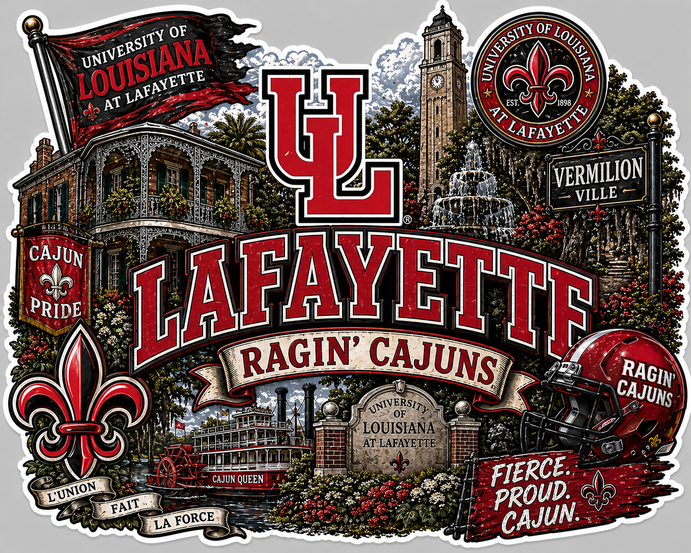 UL of Lafayette Die-Cut Waterproof Vinyl Sticker by Reed’s Rubber Ducks