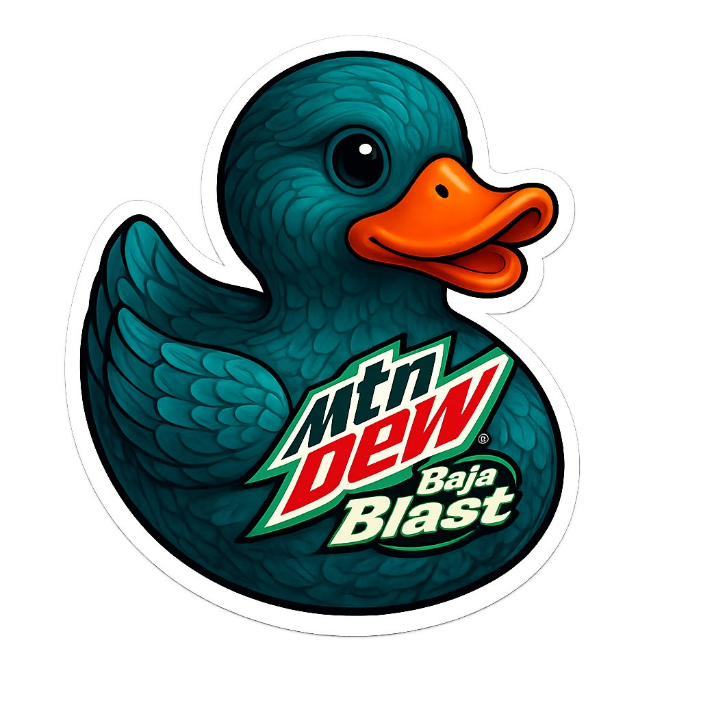 Mountain Dew Baja Blast Rubber Duck Sticker by Reed’s Rubber Ducks