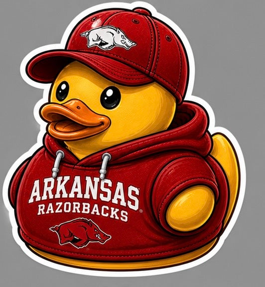 Arkansas Razorbacks Rubber Duck Sticker by Reed’s Rubber Ducks