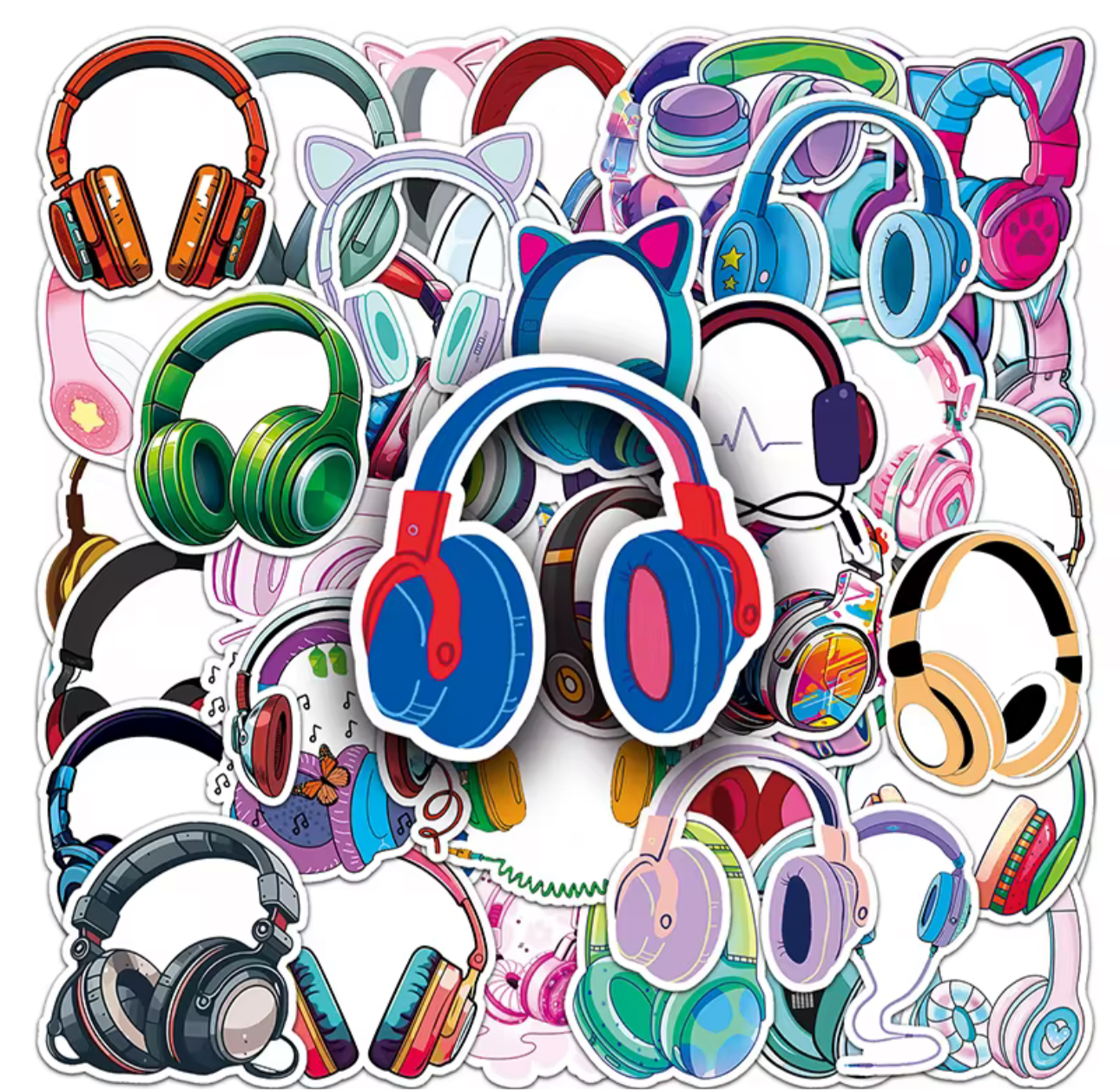 50Pcs Head Phone Vinyl Stickers