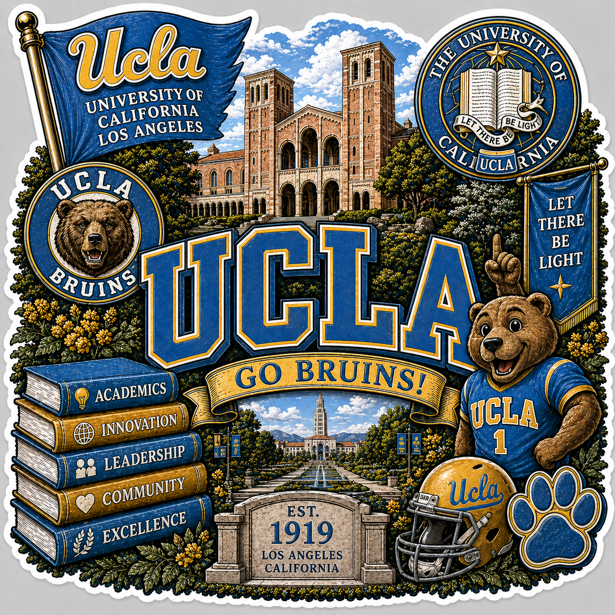UCLA Die-Cut Waterproof Vinyl Sticker by Reed’s Rubber Ducks