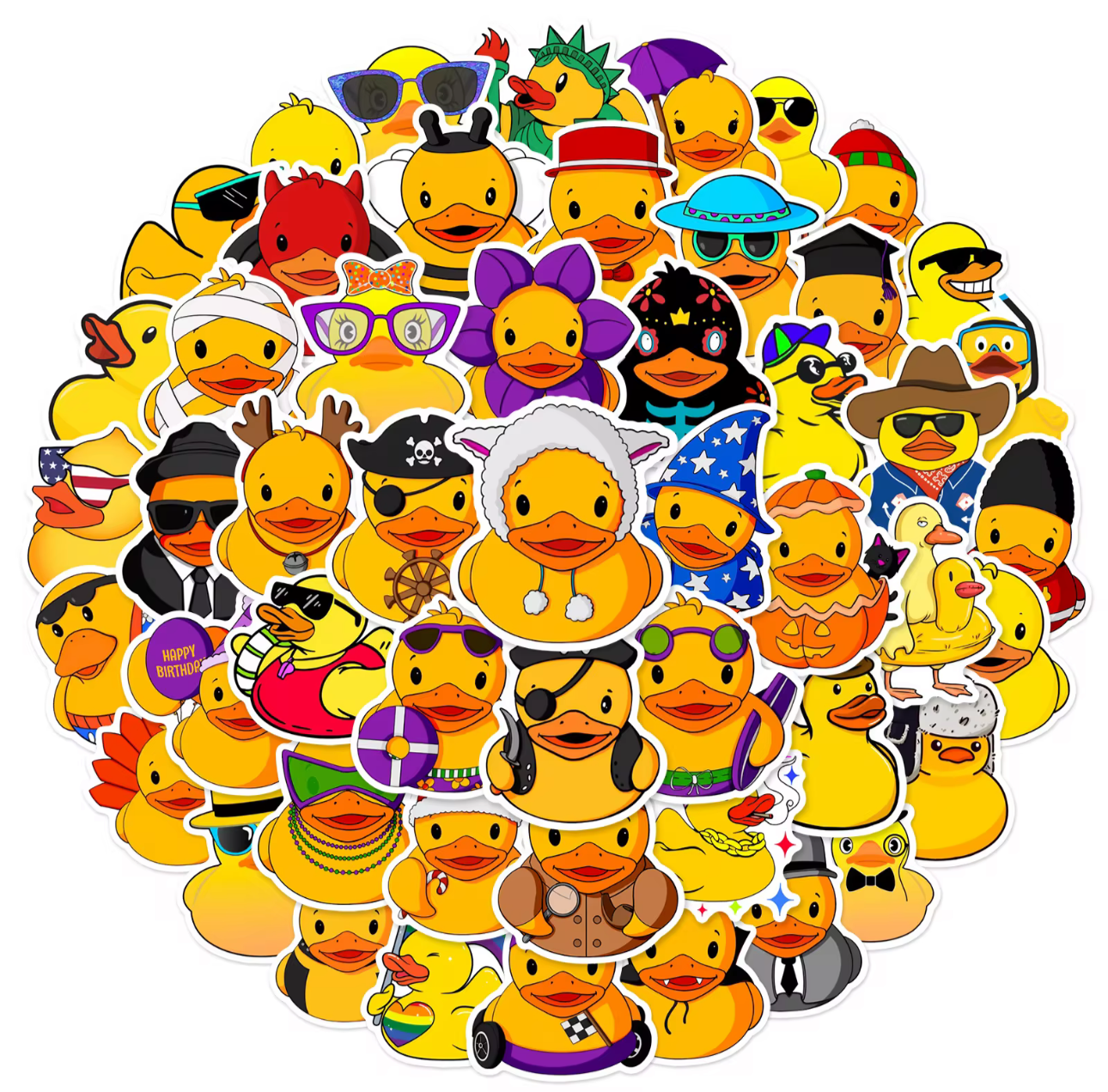 50 Pcs Rubber Duck Stickers