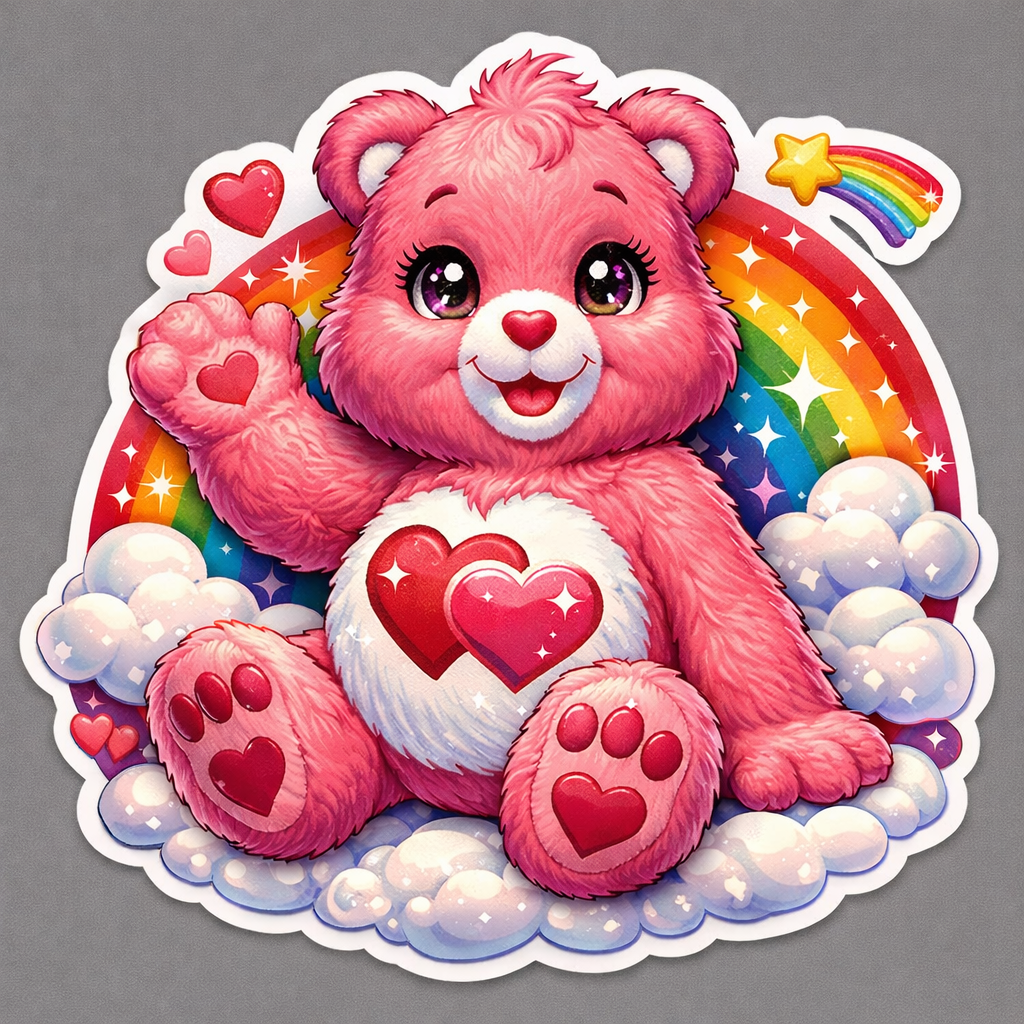 Care Bears Love-a-Lot Bear Die-Cut Sticker by Reed’s Rubber Ducks