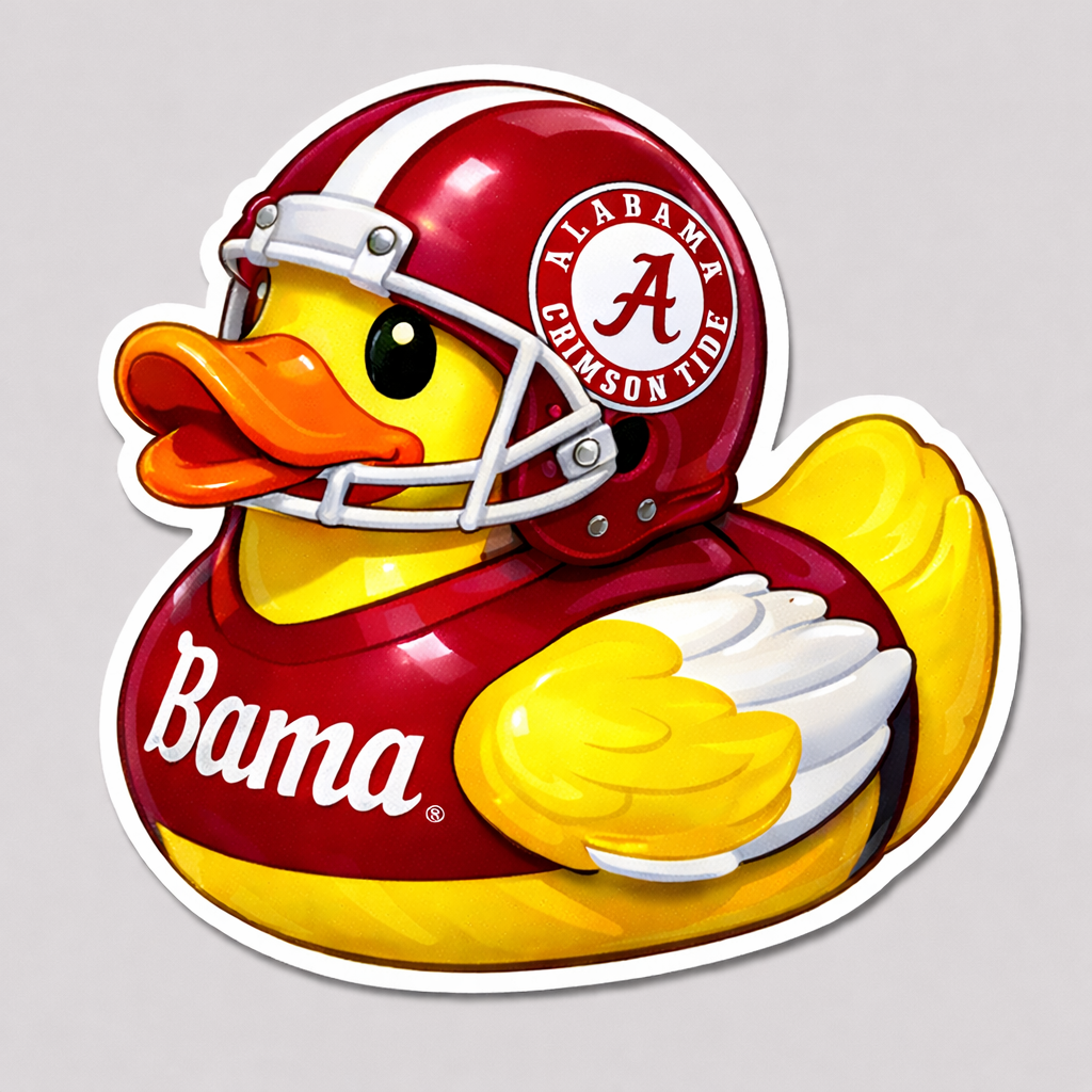 Alabama Crimson Tide Rubber Duck Sticker by Reed’s Rubber Ducks