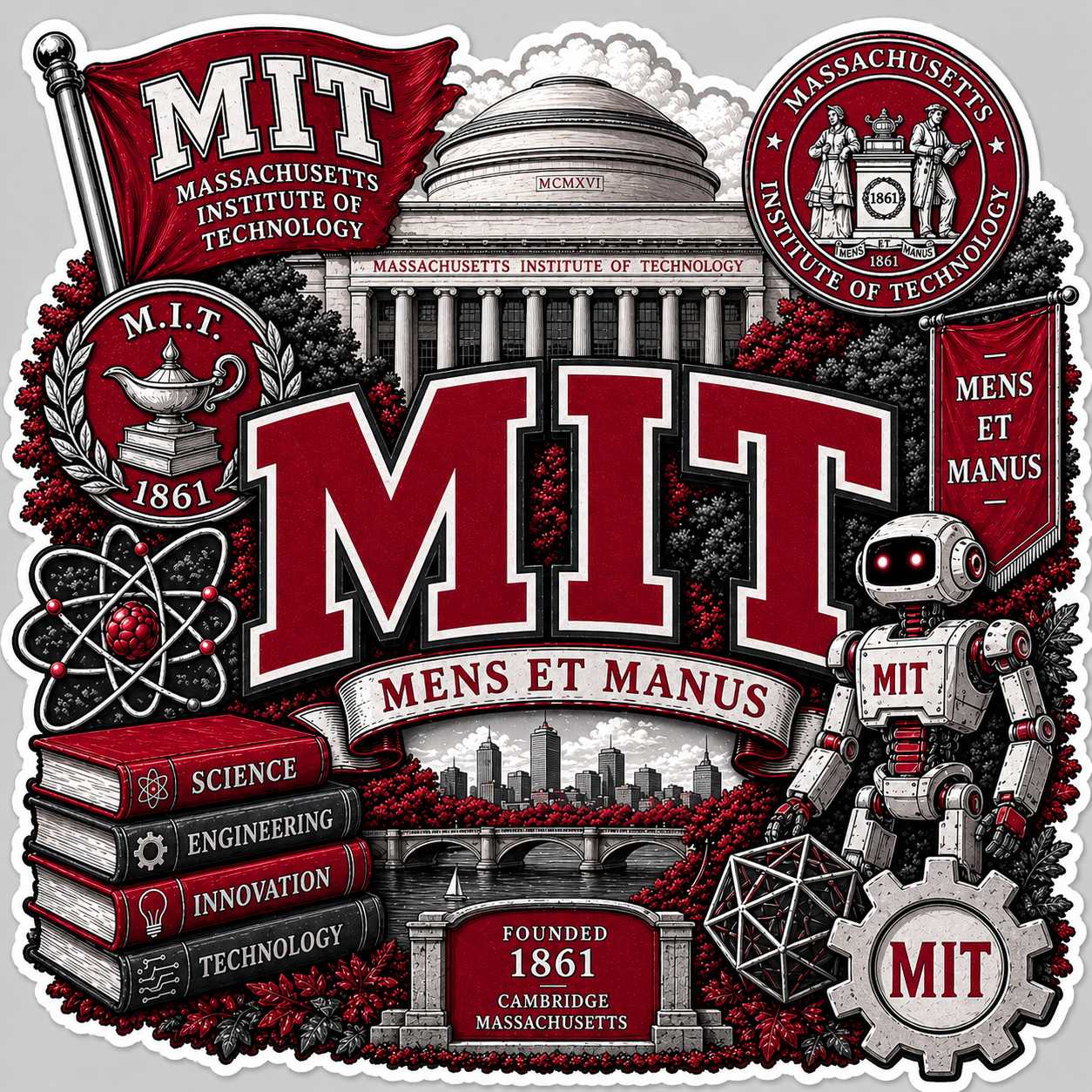 MIT Die-Cut Waterproof Vinyl Sticker by Reed’s Rubber Ducks