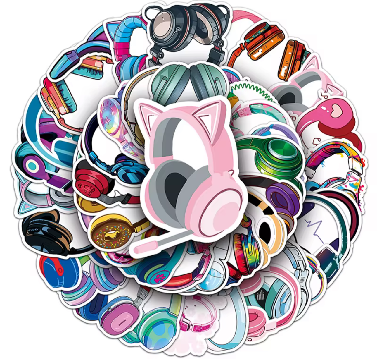 50Pcs Head Phone Vinyl Stickers