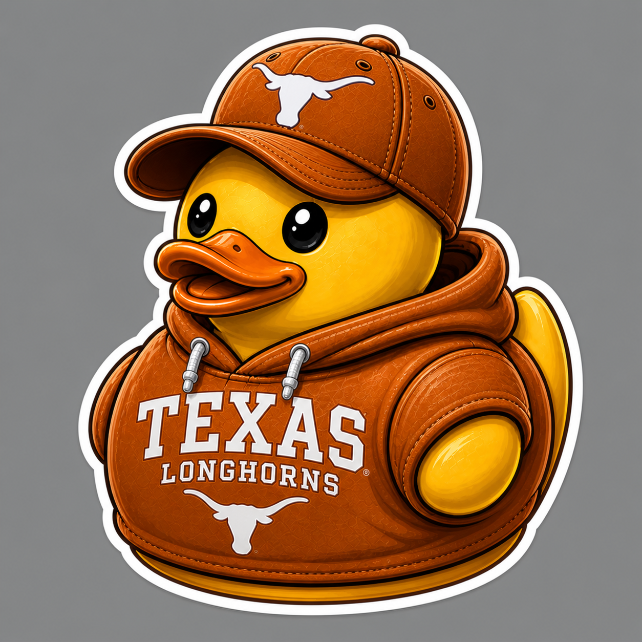 Texas Long Horns Rubber Duck Sticker by Reed’s Rubber Ducks