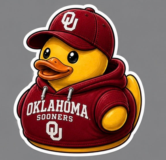 Oklahoma Sooners Rubber Duck Sticker by Reed’s Rubber Ducks