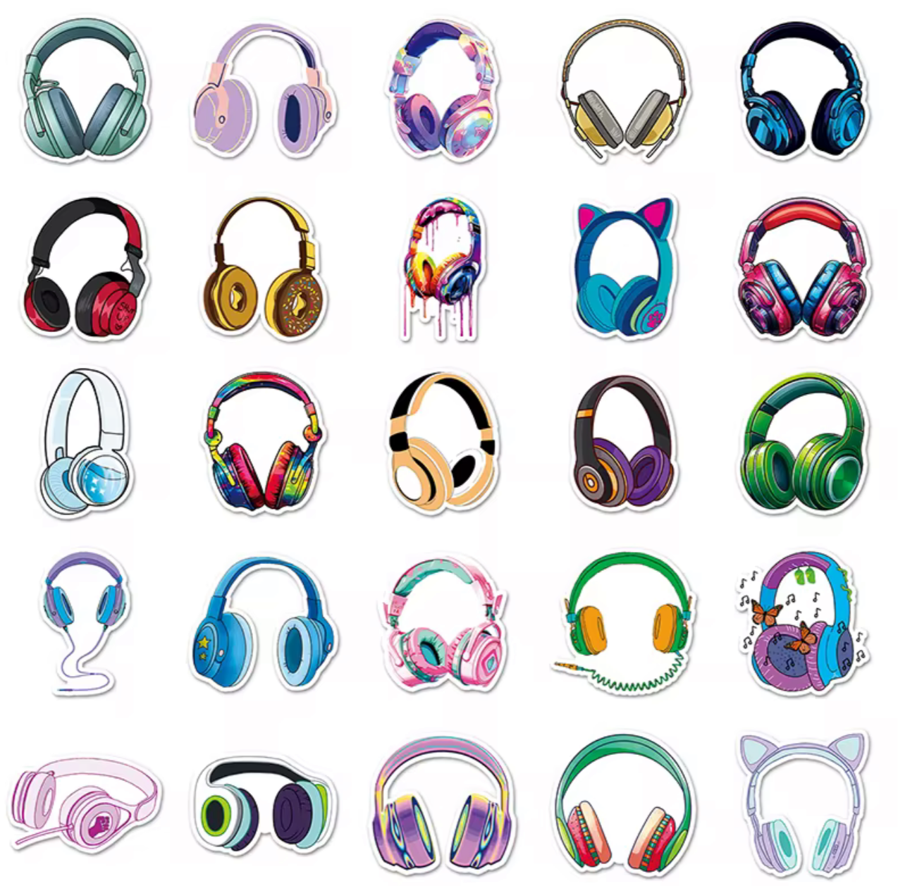 50Pcs Head Phone Vinyl Stickers