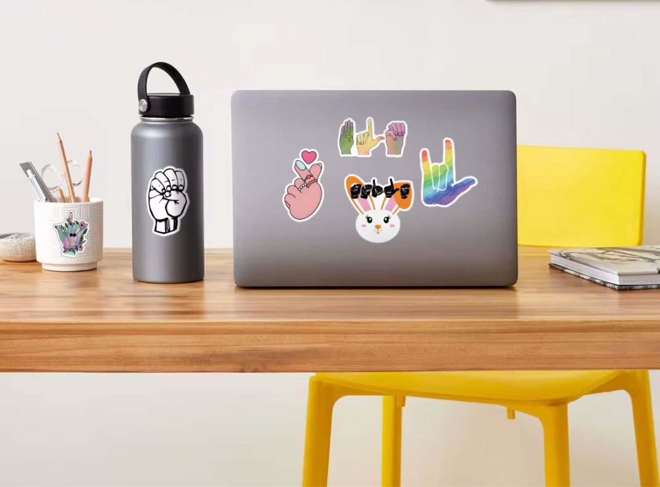 50Pcs ASL Vinyl Stickers