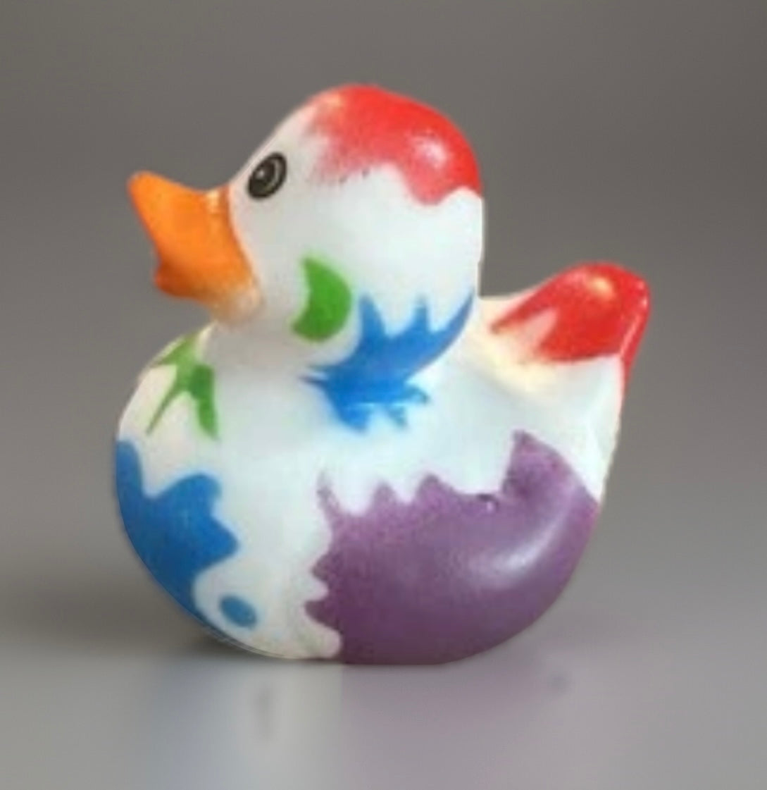 White Paint Splatter Rubber Duck 2”