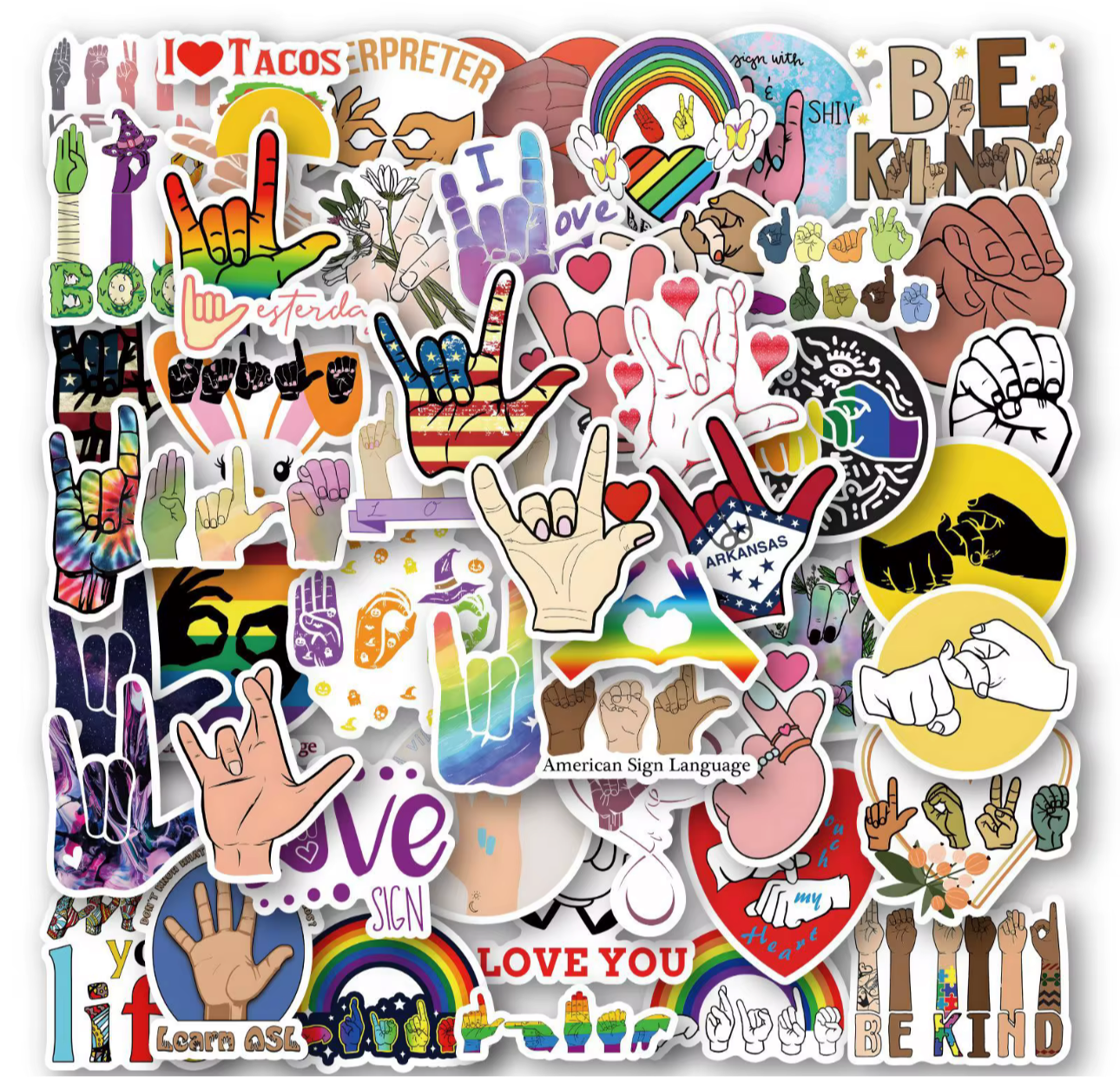 50Pcs ASL Vinyl Stickers