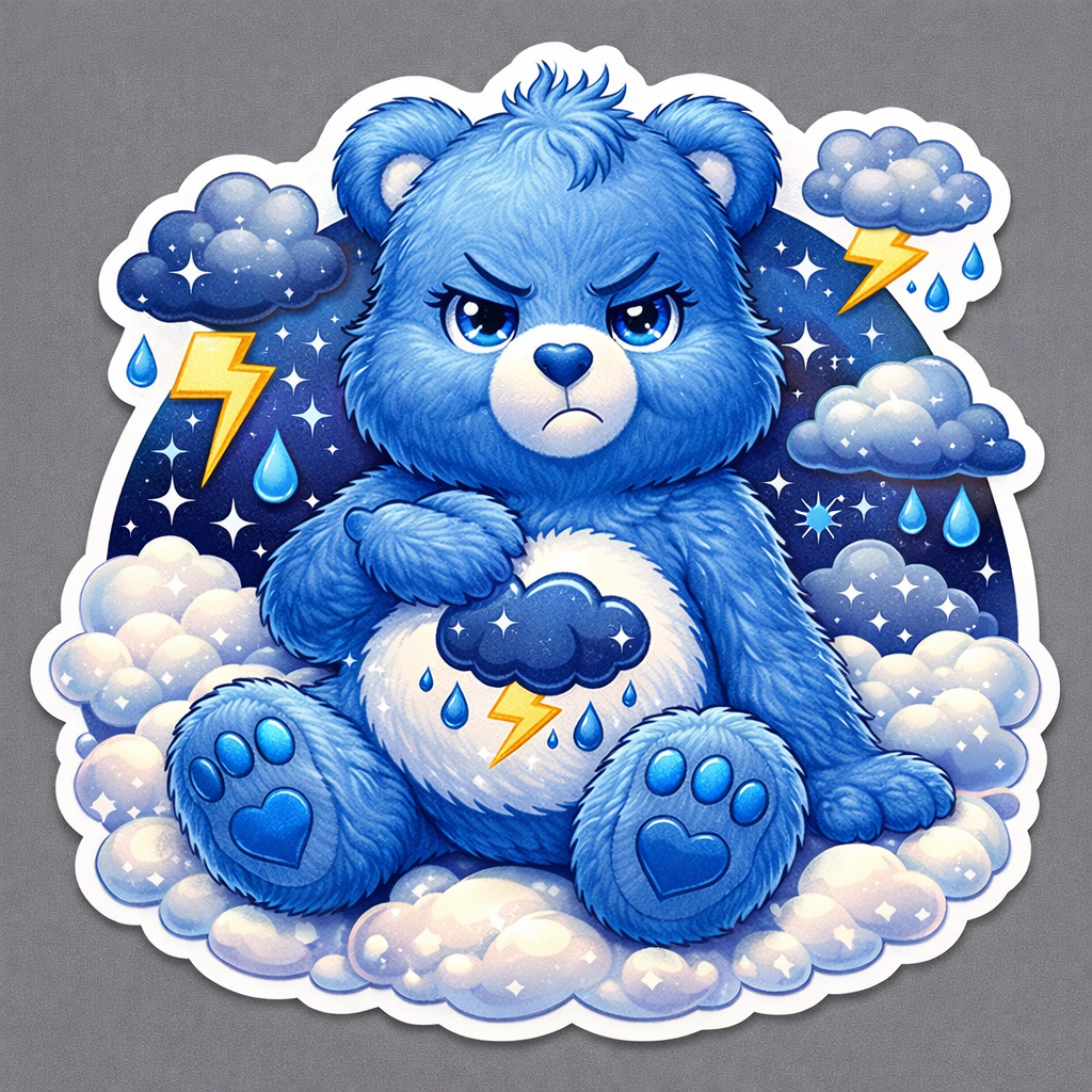 Care Bears Grumpy Bear Die-Cut Sticker by Reed’s Rubber Ducks