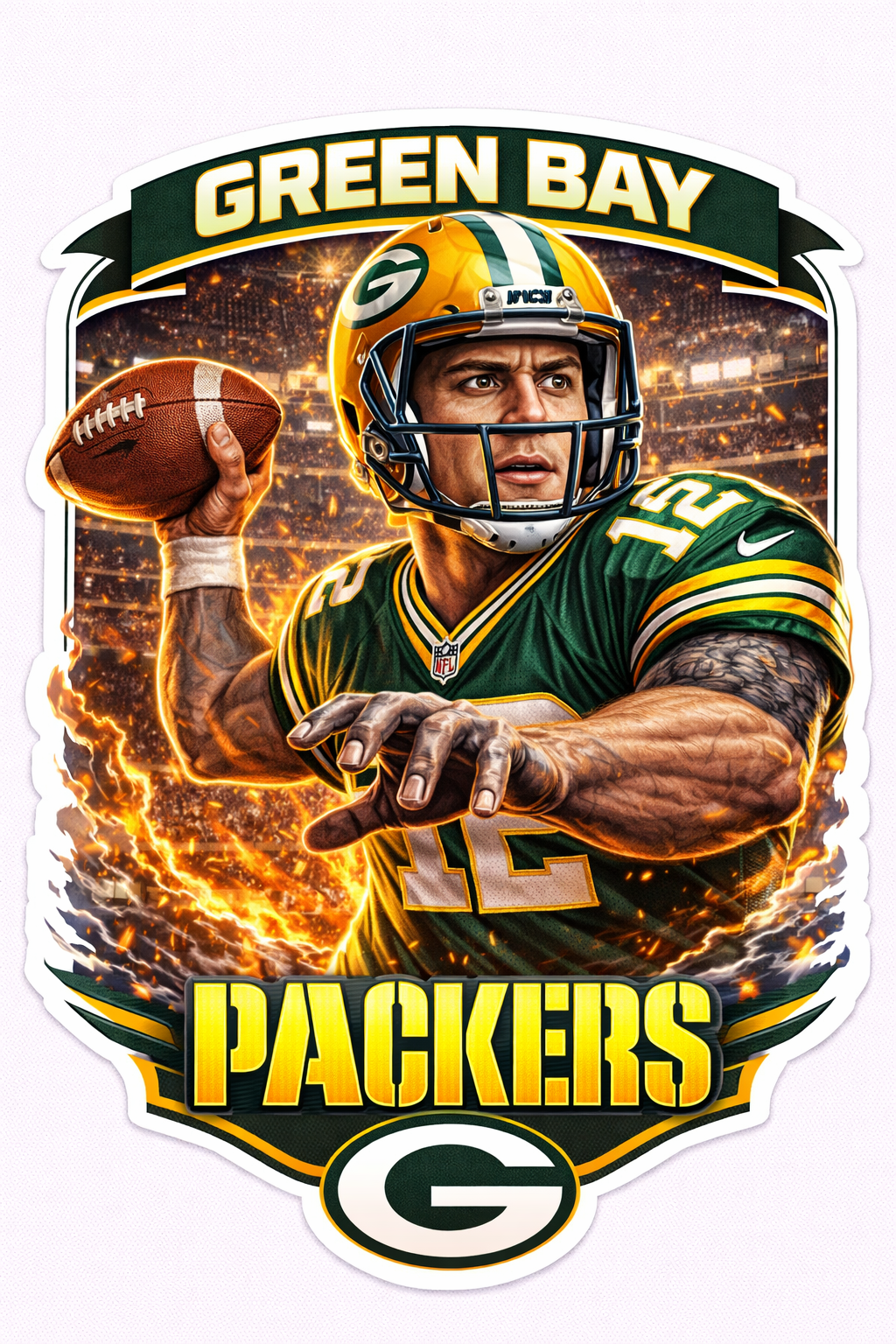 Green Bay Packers Die-Cut Vinyl Waterproof Sticker