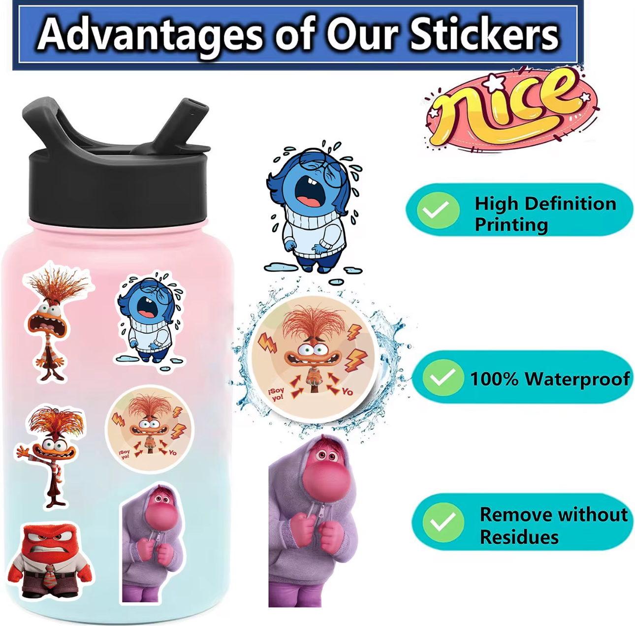 50Pcs Inside Out 2 Vinyl Stickers