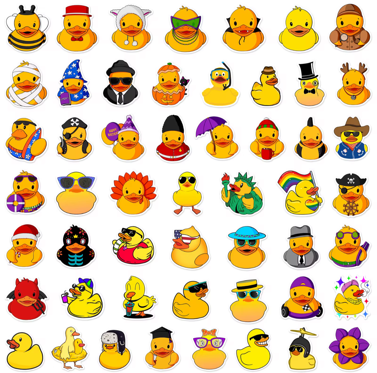 50 Pcs Rubber Duck Stickers