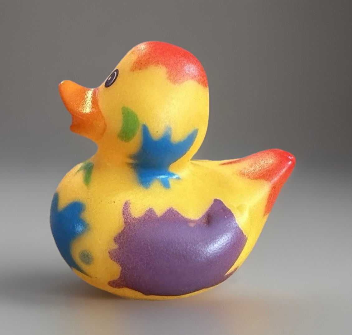 Dark Yellow Paint Splatter Rubber Duck 2”