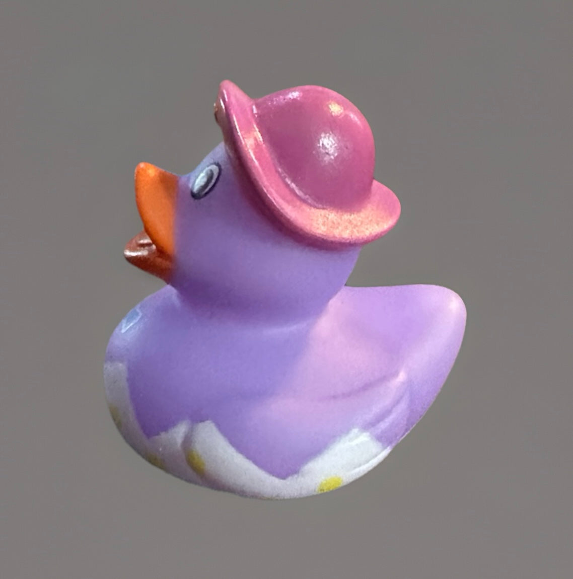 Purple Easter egg rubber duck gift with orange beak and pink hat from Reed's Rubber Ducks