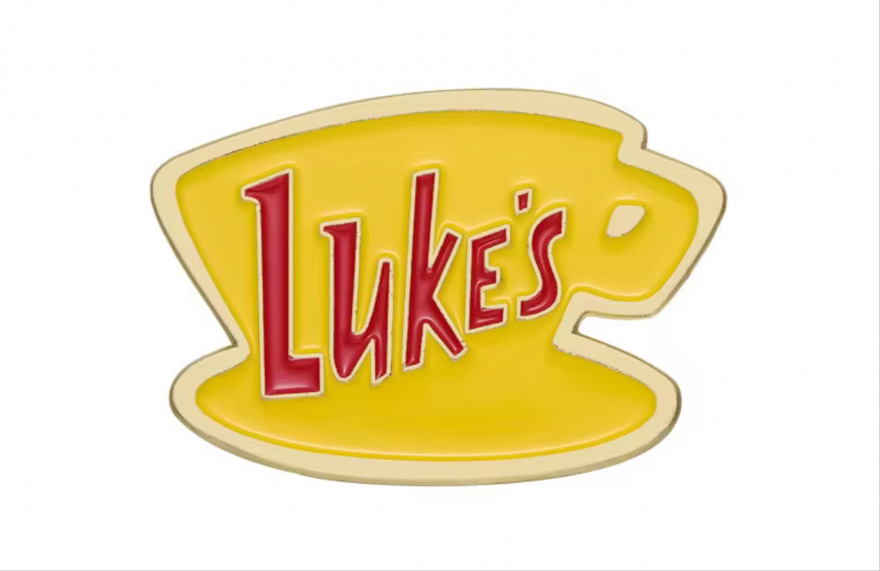 Gilmore Girls Lukes Enamel Lapel Pin featuring Luke's coffee cup design in vibrant colors