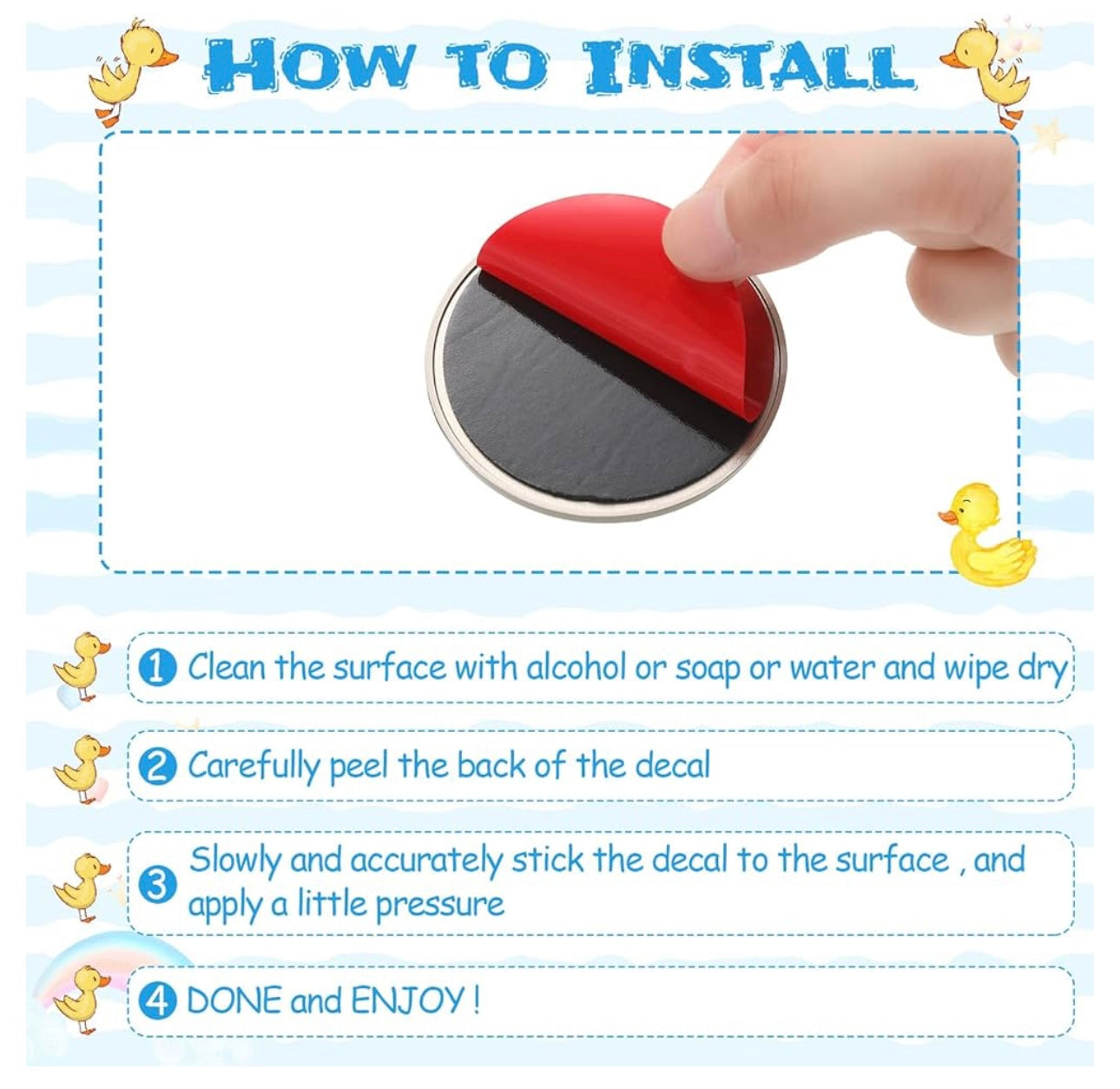 How to install 4x4 car badge duck rated decal with step-by-step instructions and peeling red backing