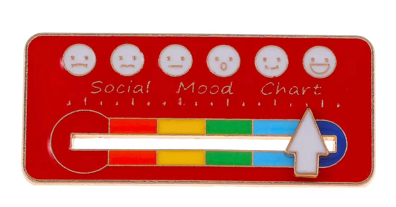 My Social Lapel Pin featuring a colorful mood chart to express feelings and emotions