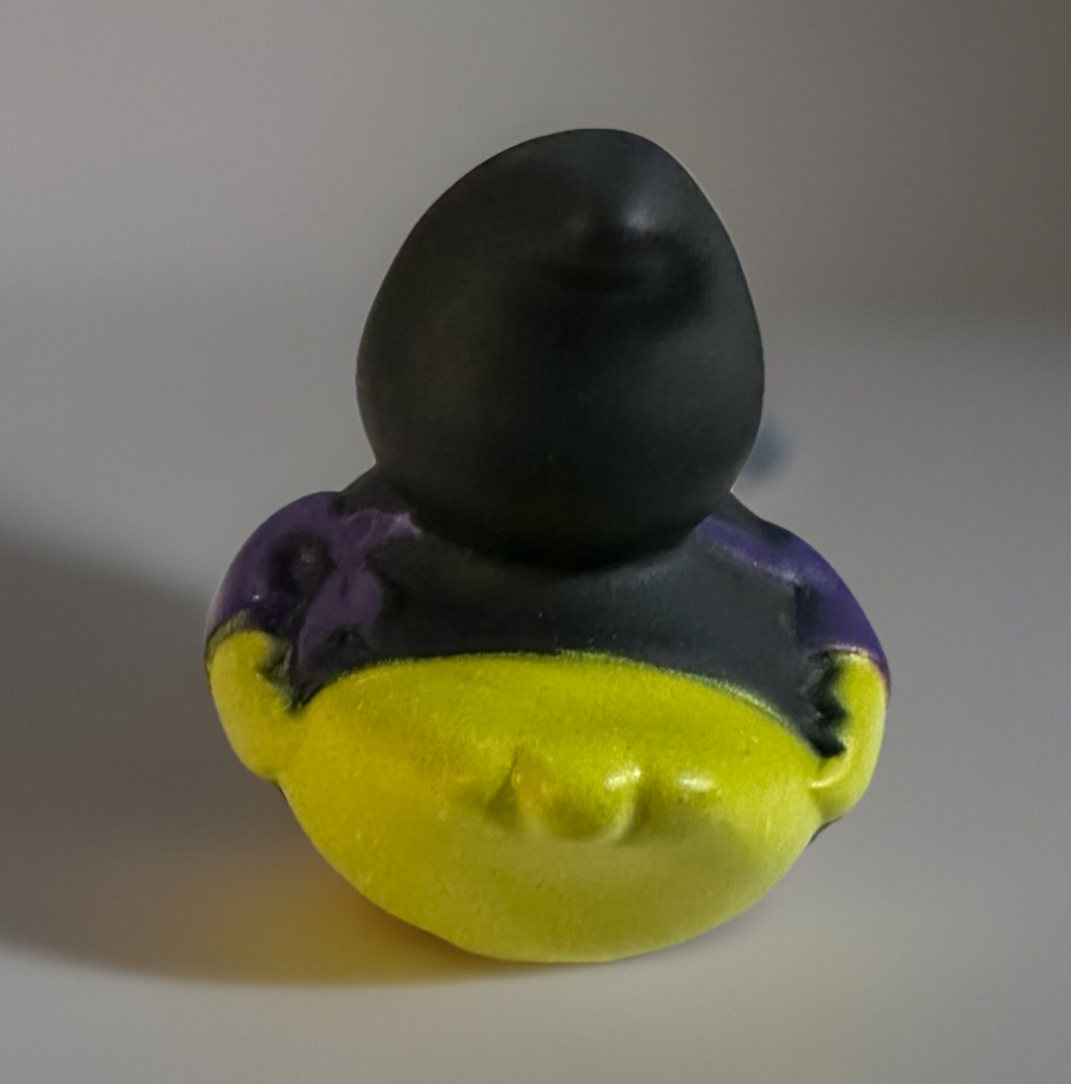 Ninja rubber duck 2 inch from Reed’s Rubber Ducks and Sensory Shop with black, purple, and yellow colors