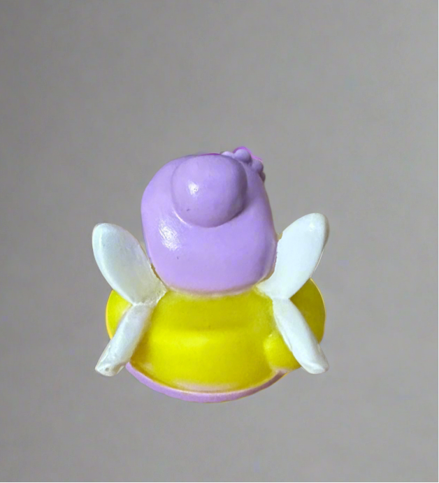 Purple Fairy Rubber Duck with yellow body and white wings perfect for bath time fun