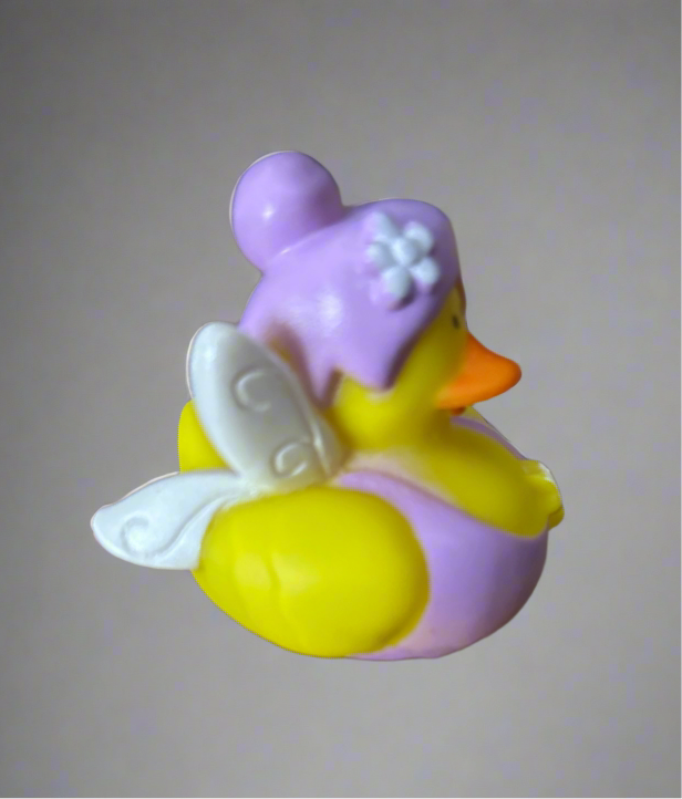 Purple Fairy Rubber Duck with Delicate Wings for Bath Time Fun and Sensory Play