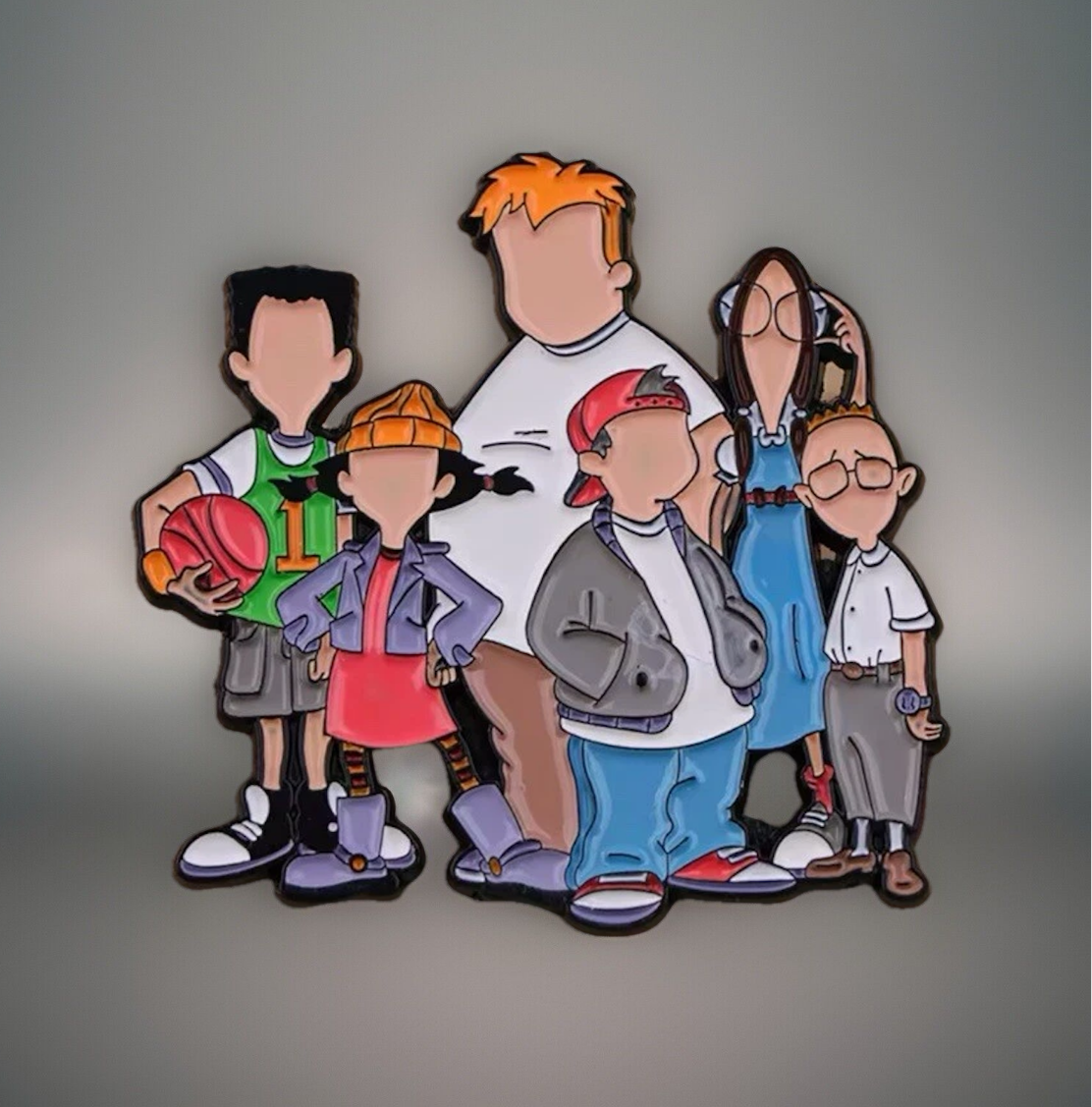 Recess cartoon lapel pin featuring six main characters from the animated series in colorful outfits