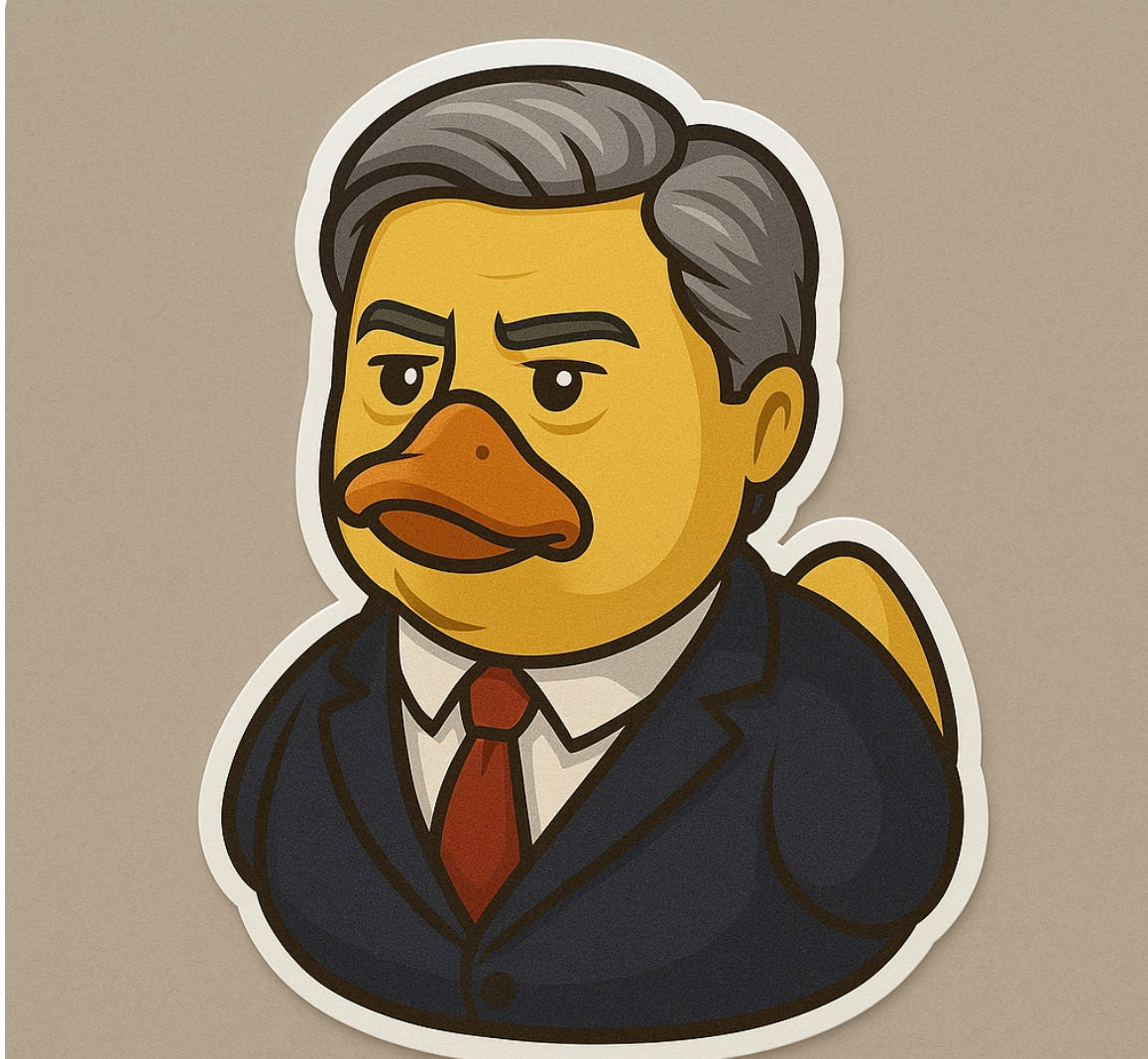 Richard Gilmore Girls sticker for collectors featuring a duck character dressed in a suit and tie