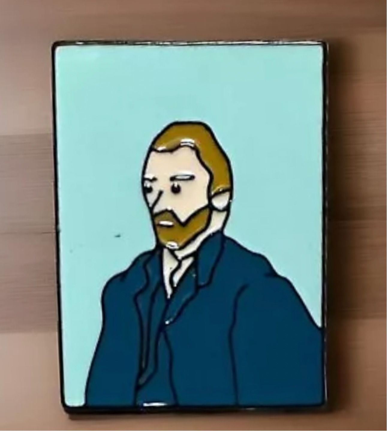 Reed’s Rubber Ducks and Sensory Shop Van Gogh enamel pin with blue coat and light background