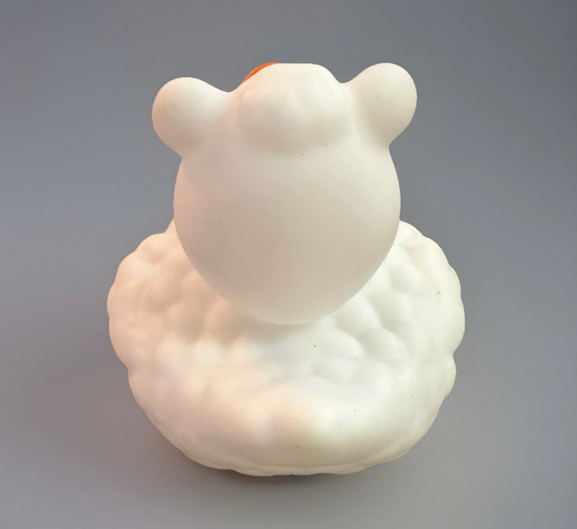White sheep rubber duck with textured body and rounded ears from Reed’s Rubber Ducks and Sensory Shop
