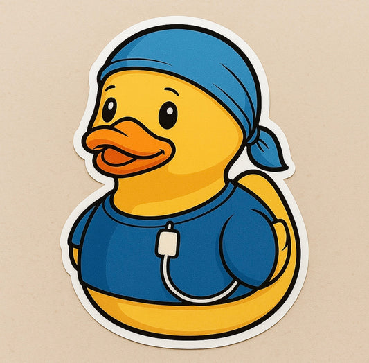 Medical Disorder/Disease Patient  Rubber Duck Sticker by Reed’s Rubber Ducks-Blue
