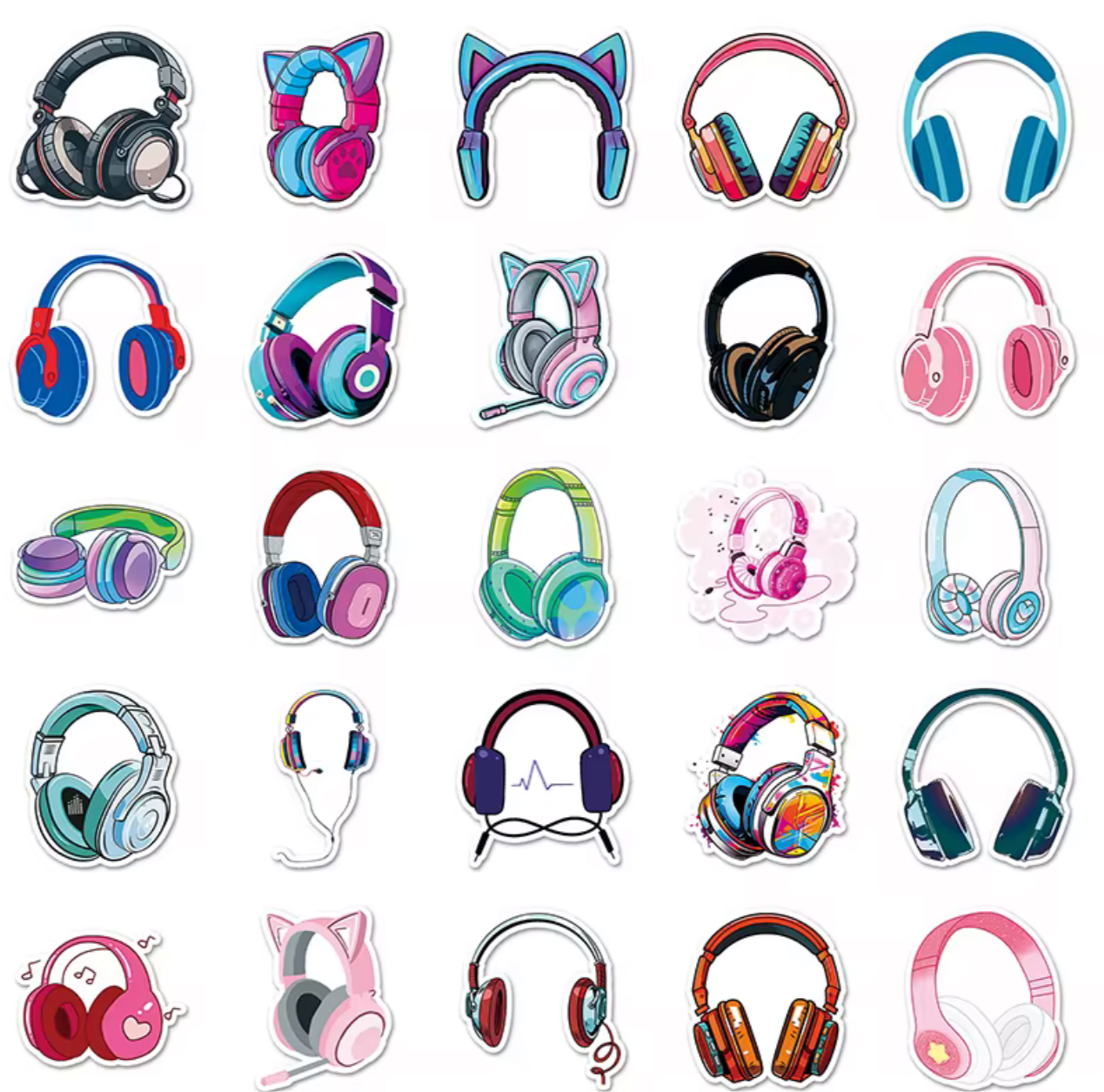 50Pcs Head Phone Vinyl Stickers