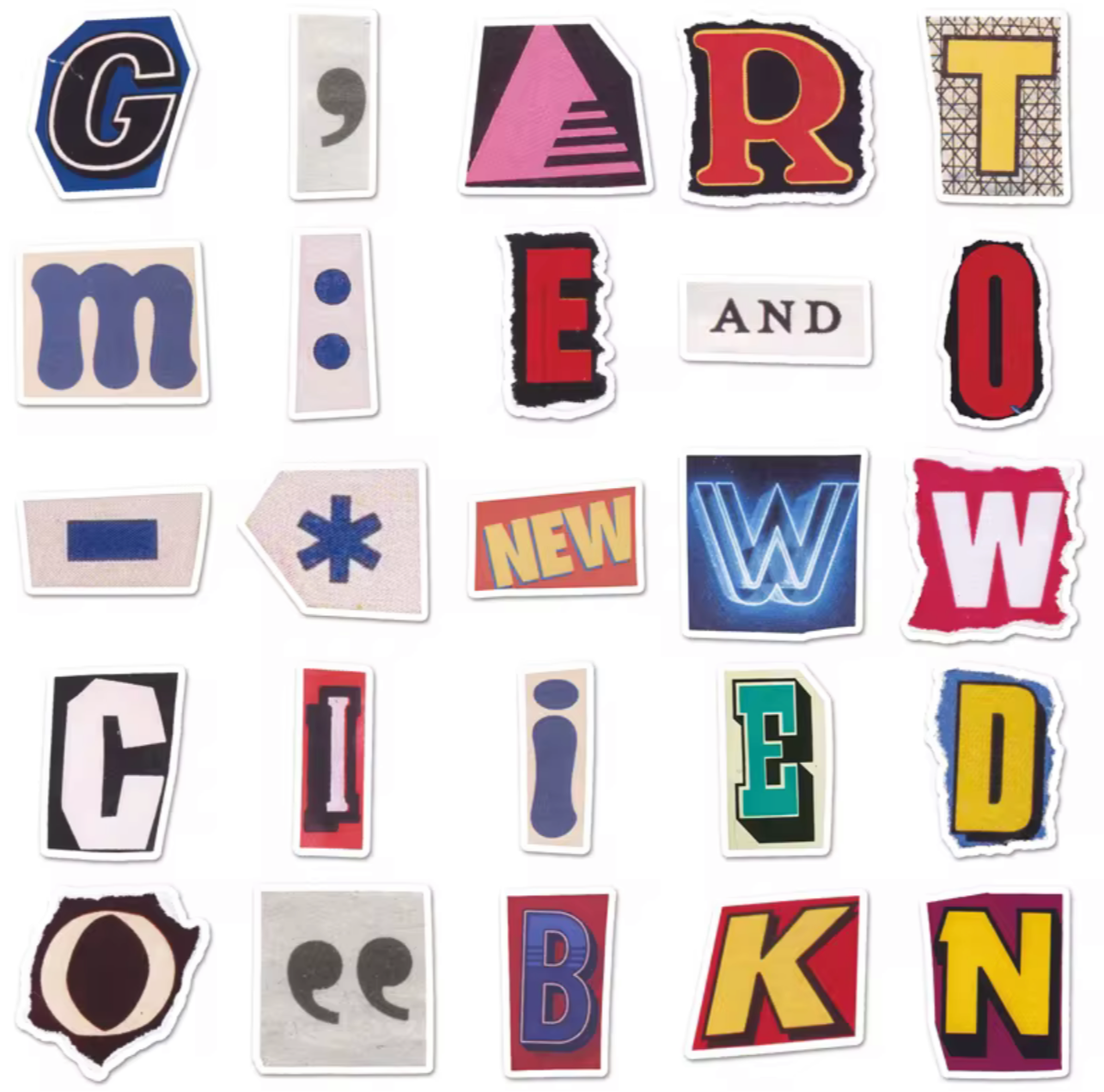 100 Pcs Multi Colored Alphabet Vinyl Stickers
