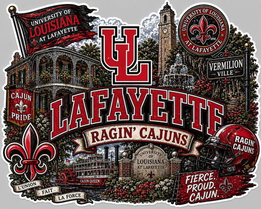 UL of Lafayette Die-Cut Waterproof Vinyl Sticker by Reed’s Rubber Ducks