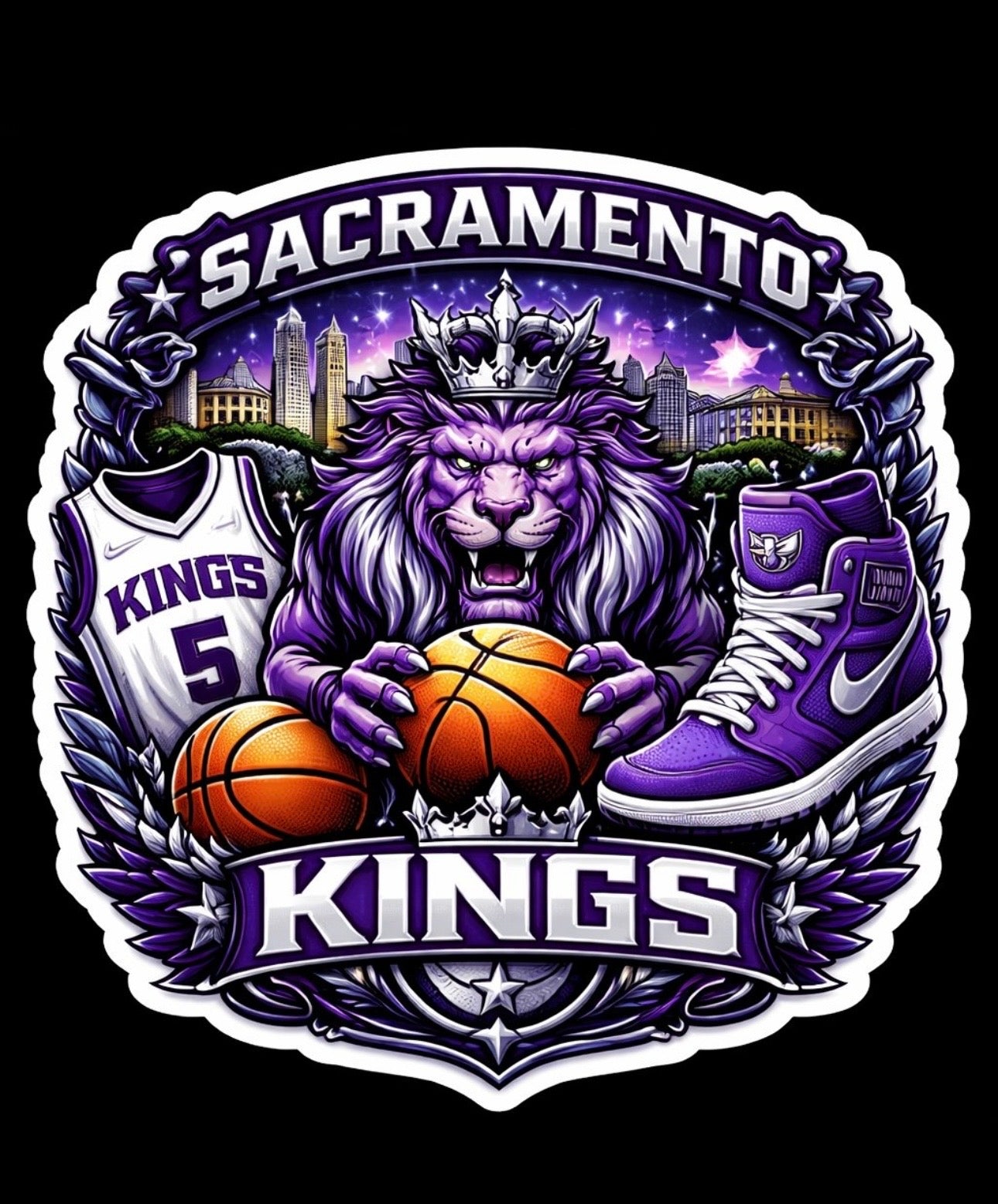 Sacramento Kings Die-Cut Vinyl Waterproof Sticker