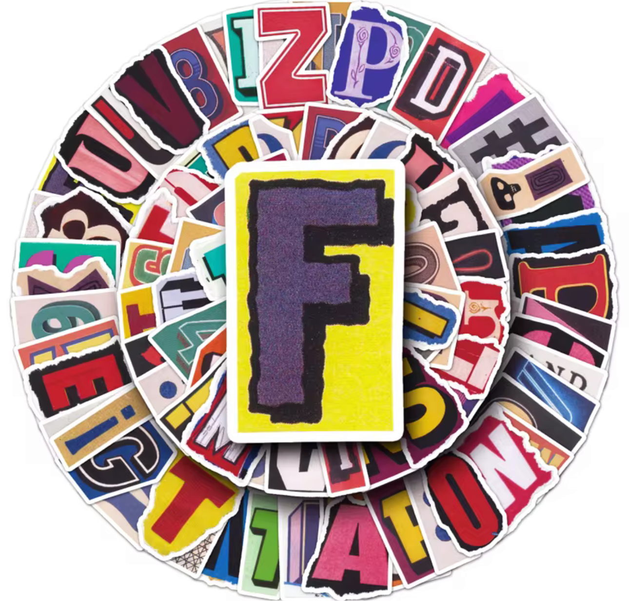 100 Pcs Multi Colored Alphabet Vinyl Stickers