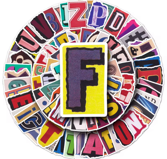 100 Pcs Multi Colored Alphabet Vinyl Stickers