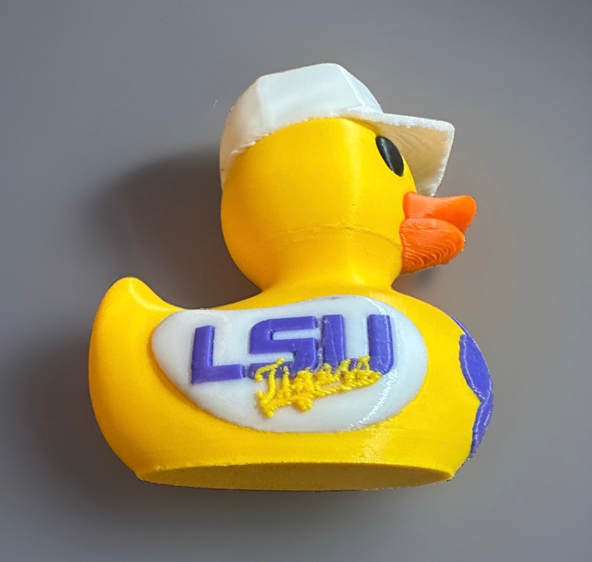 LSU 3D Printed Duck made by Reeds Rubber Ducks and Sensory Shop