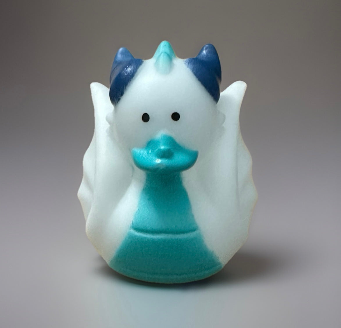 Blue White and Turquoise Dragon Rubber Duck 2”
