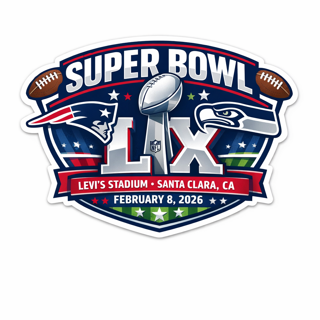 Super Bowl LX New England Patriots vs Seattle Seahawks Die-cut Waterproof Vinyl Sticker by Reed’s Rubber Ducks
