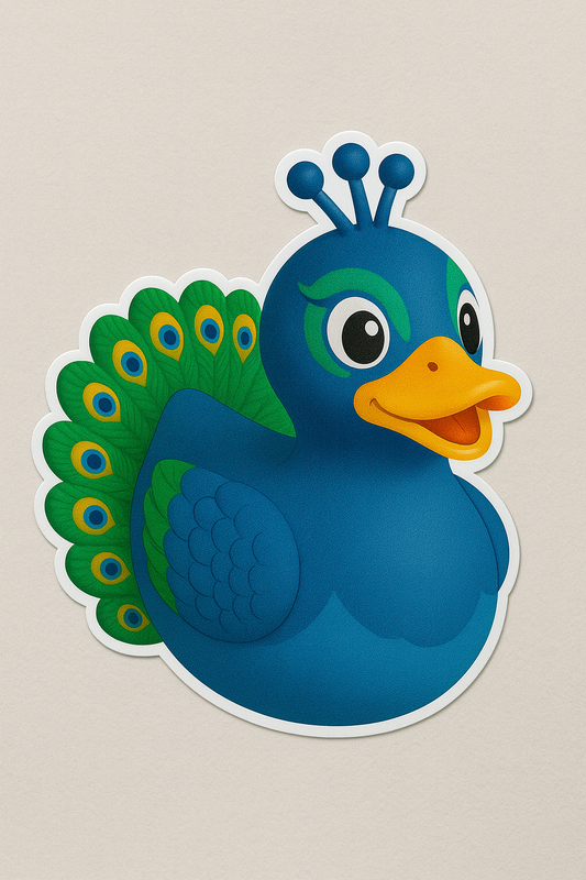 Peacock Rubber Duck Sticker by Reed’s Rubber Ducks