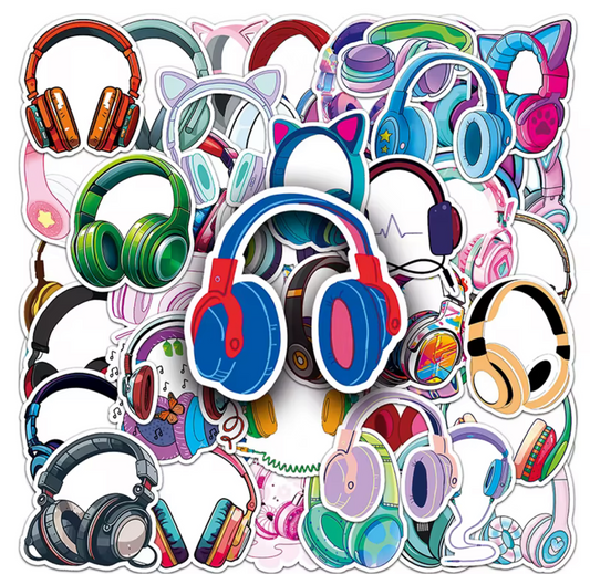 50Pcs Head Phone Vinyl Stickers