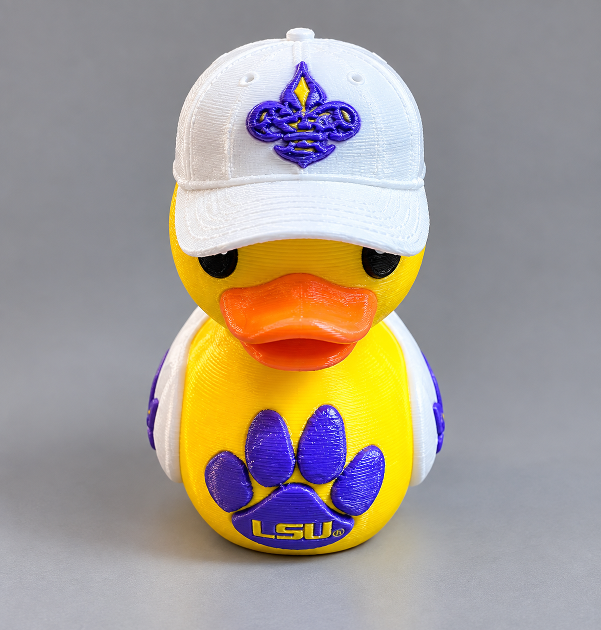 LSU 3D Printed Duck made by Reeds Rubber Ducks and Sensory Shop