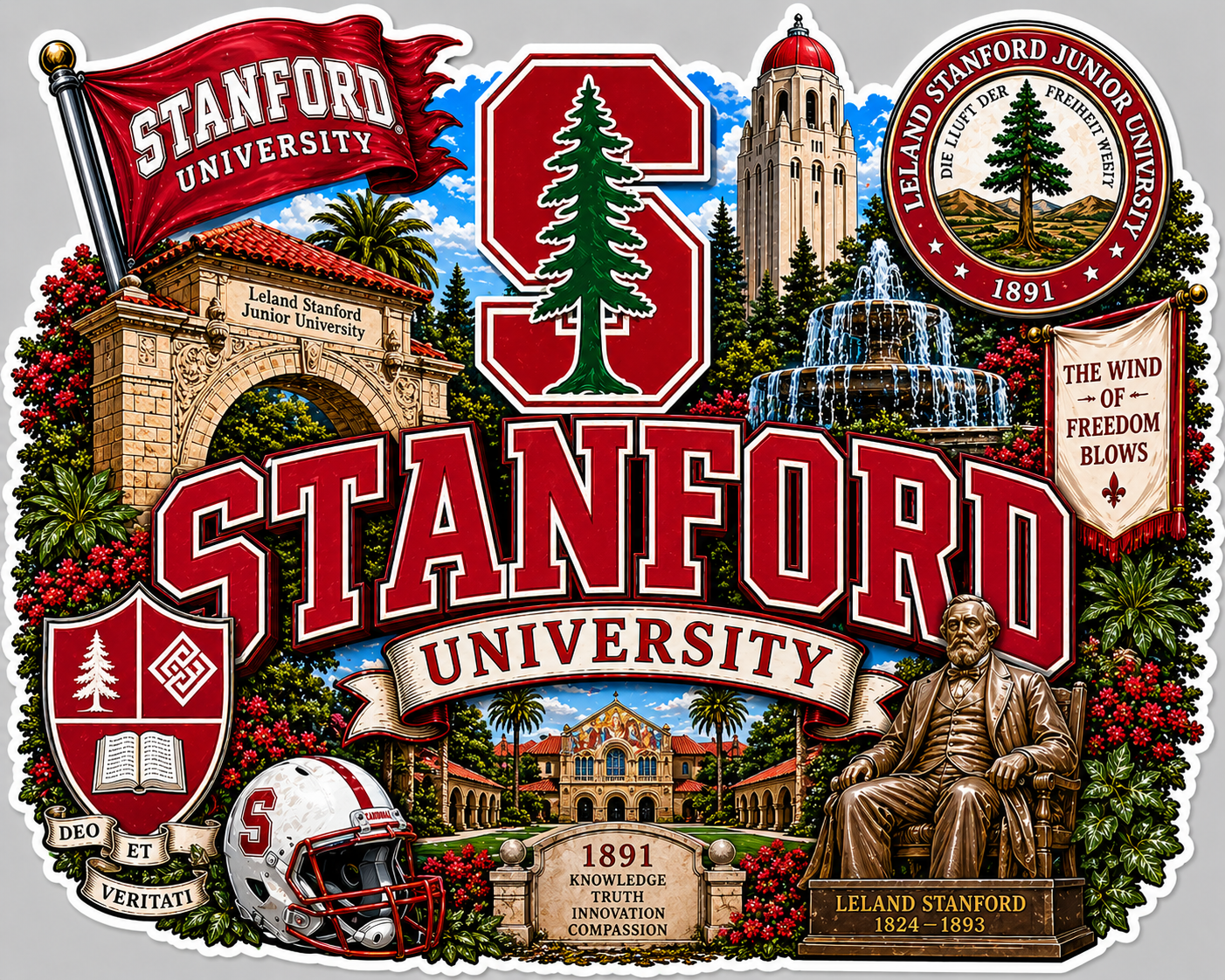 Stanford Die-Cut Waterproof Vinyl Sticker by Reed’s Rubber Ducks